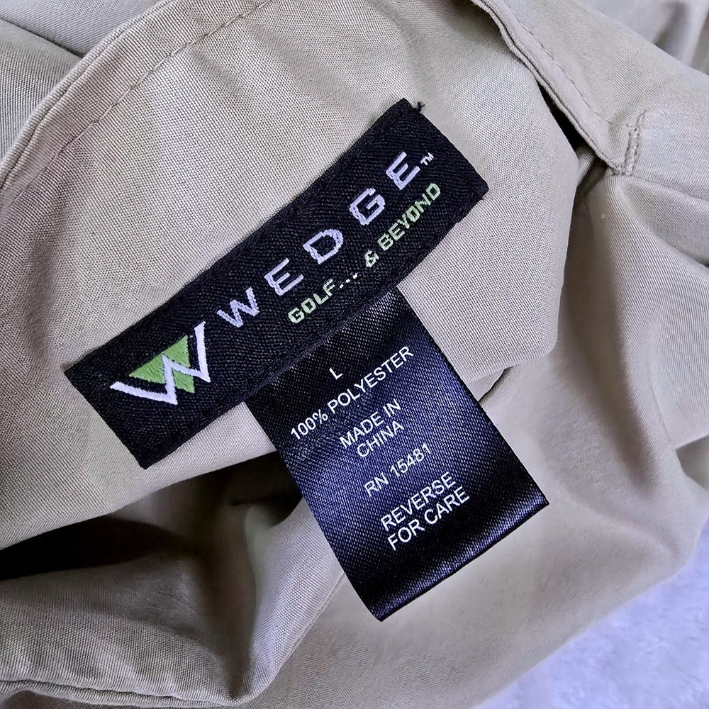 Wedge Golf & Beyond Mens Size L Reversible 1/4 Zip Pullover Jacket Beige Black - Picture 3 of 15